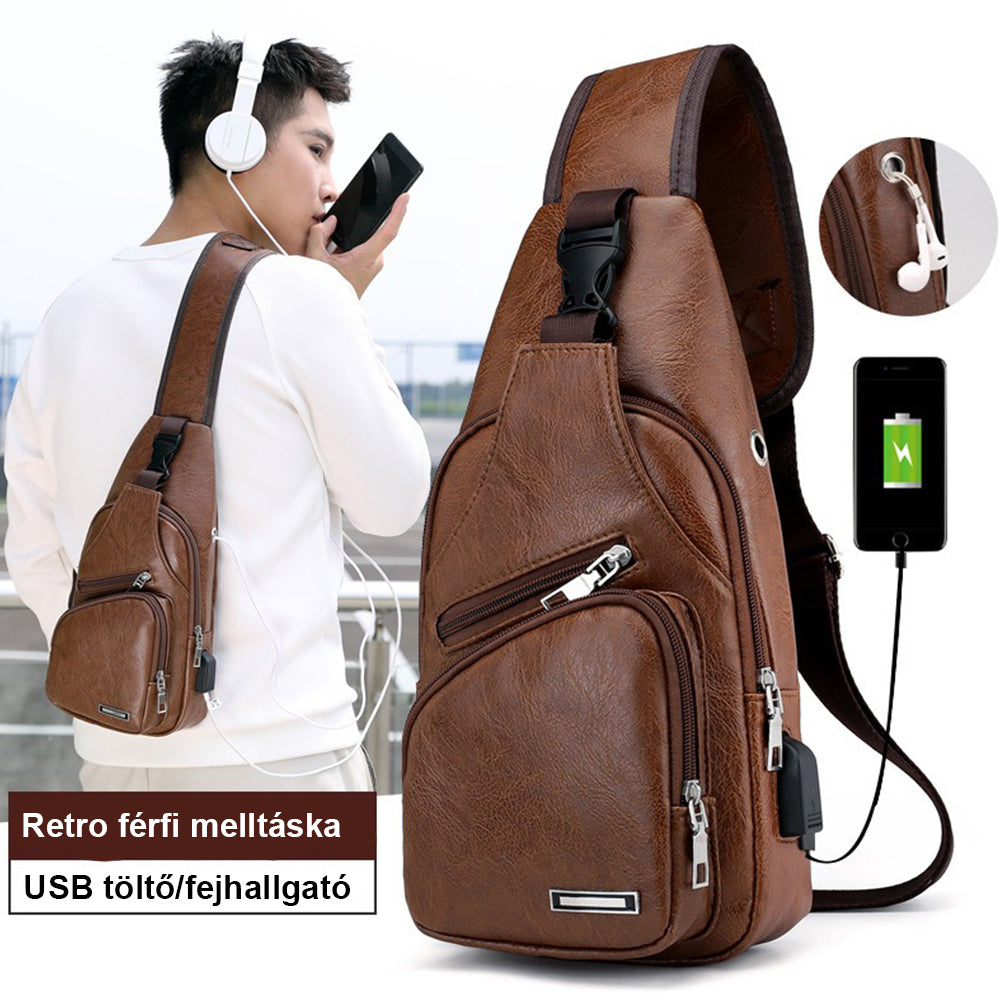 Dollcini Férfi Műbőr Válltáska –  Karcálló, USB