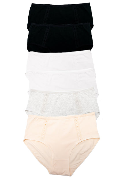 Dollcini ,Magas derekú női bugyi ,95% Pamut + Spandex-Többszínű, 6 db-os Csomag,68832