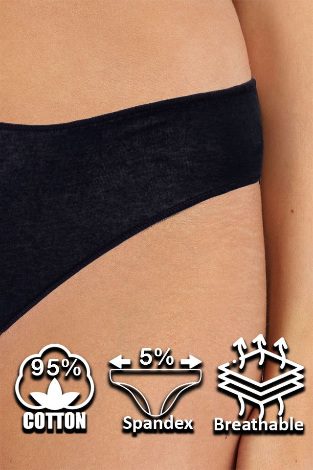 Dollcini ,Klasszikus Női Bugyi, Brazil Női Bugyi, 95% Pamut + Spandex-Többszínű, 6 db-os Csomag