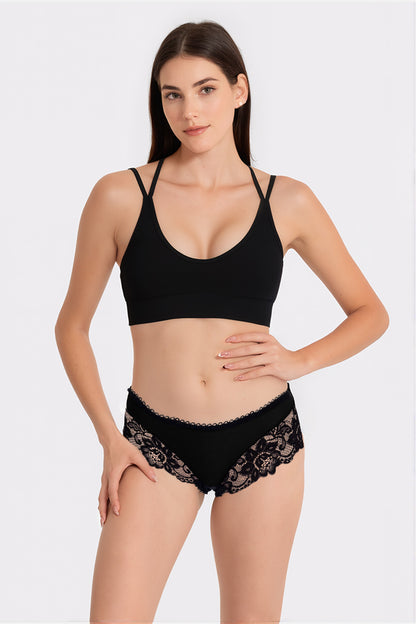 Dollcini ,Klasszikus Női Bugyi, Brazil Női Bugyi, Virágmintás Csipkés Női Bugyi,95% Pamut + Spandex-Többszínű, 6 db-os Csomag